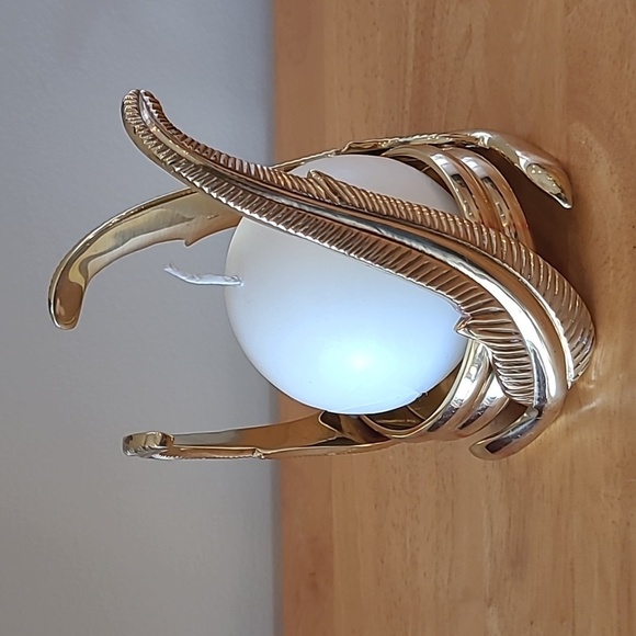 PARTYLITE Vintage 90s Brass Feather Pillar Candle Holder P0414 - Picture 3 of 16